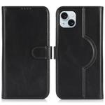 For iPhone 15 Plus / 14 Plus Genuine Leather Card Wallet MagSafe Phone Case(Black)