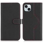 For iPhone 15 Plus / 14 Plus Genuine Leather Card Wallet MagSafe Phone Case(Litchi Black)