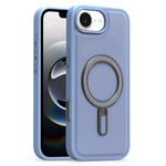 For iPhone 16e Silver Shield MagSafe Holder Shockproof Phone Case(Blue)