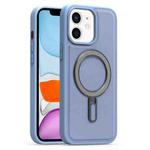 For iPhone 11 Silver Shield MagSafe Holder Shockproof Phone Case(Blue)