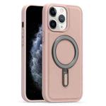 For iPhone 11 Pro Max Silver Shield MagSafe Holder Shockproof Phone Case(Pink)