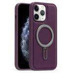 For iPhone 11 Pro Max Silver Shield MagSafe Holder Shockproof Phone Case(Purple)