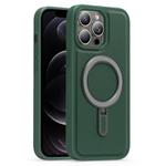 For iPhone 12 Pro Silver Shield MagSafe Holder Shockproof Phone Case(Green)