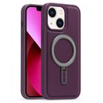 For iPhone 13 Silver Shield MagSafe Holder Shockproof Phone Case(Purple)