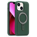 For iPhone 13 Silver Shield MagSafe Holder Shockproof Phone Case(Green)