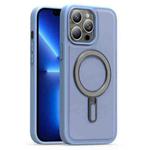 For iPhone 13 Pro Silver Shield MagSafe Holder Shockproof Phone Case(Blue)