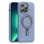For iPhone 13 Pro Max Silver Shield MagSafe Holder Shockproof Phone Case(Blue)