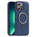 For iPhone 13 Pro Max Silver Shield MagSafe Holder Shockproof Phone Case(Deep Blue)