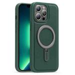 For iPhone 13 Pro Max Silver Shield MagSafe Holder Shockproof Phone Case(Green)