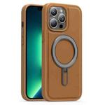 For iPhone 13 Pro Max Silver Shield MagSafe Holder Shockproof Phone Case(Brown)