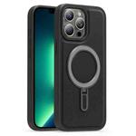 For iPhone 13 Pro Max Silver Shield MagSafe Holder Shockproof Phone Case(Black)