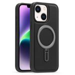 For iPhone 14 Silver Shield MagSafe Holder Shockproof Phone Case(Black)