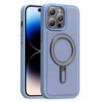 For iPhone 14 Pro Silver Shield MagSafe Holder Shockproof Phone Case(Blue)