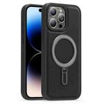 For iPhone 14 Pro Silver Shield MagSafe Holder Shockproof Phone Case(Black)