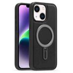 For iPhone 14 Plus Silver Shield MagSafe Holder Shockproof Phone Case(Black)