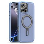 For iPhone 16 Pro Max Silver Shield MagSafe Holder Shockproof Phone Case(Blue)