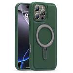 For iPhone 16 Pro Max Silver Shield MagSafe Holder Shockproof Phone Case(Green)