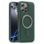 For iPhone 16 Pro Silver Shield MagSafe Holder Shockproof Phone Case(Green)