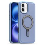 For iPhone 16 Plus Silver Shield MagSafe Holder Shockproof Phone Case(Blue)
