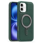 For iPhone 16 Plus Silver Shield MagSafe Holder Shockproof Phone Case(Green)