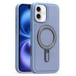 For iPhone 16 Silver Shield MagSafe Holder Shockproof Phone Case(Blue)
