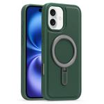 For iPhone 16 Silver Shield MagSafe Holder Shockproof Phone Case(Green)