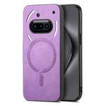 For Nothing Phone 3a Retro Magsafe Magnetic PU Back Cover Phone Case(Purple)