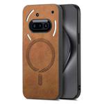 For Nothing Phone 3a Retro Magsafe Magnetic PU Back Cover Phone Case(Brown)