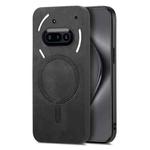 For Nothing Phone 3a Retro Magsafe Magnetic PU Back Cover Phone Case(Black)