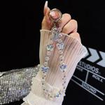 Tag Butterfly Crystal Beaded Phone Chain(White)