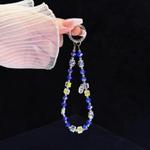 Alloy Zhaofu Crystal Beaded Phone Chain(Blue)