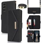 For Sony Xperia 1 VI Cross Texture Crossbody Lanyard Leather Phone Case(Black)