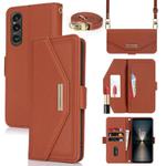 For Sony Xperia 1 VI Cross Texture Crossbody Lanyard Leather Phone Case(Brown)