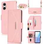 For Sony Xperia 10 VI Cross Texture Crossbody Lanyard Leather Phone Case(Pink)