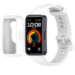 For Huawei Band 10 / 9 / 8 Color Button Watch Case Integrated Silicone Watch Band(White)