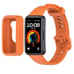 For Huawei Band 10 / 9 / 8 Color Button Watch Case Integrated Silicone Watch Band(Orange)
