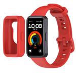 For Huawei Band 10 / 9 / 8 Color Button Watch Case Integrated Silicone Watch Band(Red)