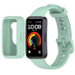 For Huawei Band 10 / 9 / 8 Color Button Watch Case Integrated Silicone Watch Band(Gray Green)