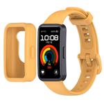 For Huawei Band 10 / 9 / 8 Color Button Watch Case Integrated Silicone Watch Band(Yellow)