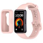 For Huawei Band 10 / 9 / 8 Color Button Watch Case Integrated Silicone Watch Band(Pink)