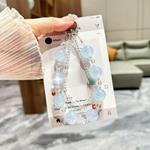Fresh And Colorful round Bead Chain Crystal Phone Case Chain(Blue)