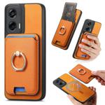 For Motorola Moto G Stylus 5G 2024 Retro Cross Leather Ring Vertical Insert Card Bag MagSafe Phone Case(Yellow)
