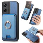 For Motorola Moto G Stylus 5G 2024 Retro Cross Leather Ring Vertical Insert Card Bag MagSafe Phone Case(Blue)