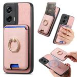 For Motorola Moto G Stylus 5G 2024 Retro Cross Leather Ring Vertical Insert Card Bag MagSafe Phone Case(Pink)