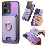For Motorola Moto G Stylus 5G 2024 Retro Cross Leather Ring Vertical Insert Card Bag MagSafe Phone Case(Purple)