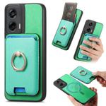 For Motorola Moto G Stylus 5G 2024 Retro Cross Leather Ring Vertical Insert Card Bag MagSafe Phone Case(Green)