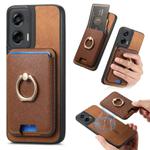 For Motorola Moto G Stylus 5G 2024 Retro Cross Leather Ring Vertical Insert Card Bag MagSafe Phone Case(Brown)