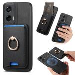 For Motorola Moto G Stylus 5G 2024 Retro Cross Leather Ring Vertical Insert Card Bag MagSafe Phone Case(Black)