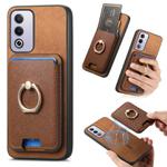 For OPPO A3 Pro Retro Cross Leather Ring Vertical Insert Card Bag MagSafe Phone Case(Brown)
