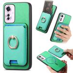 For OPPO Reno11 F Retro Cross Leather Ring Vertical Insert Card Bag MagSafe Phone Case(Green)